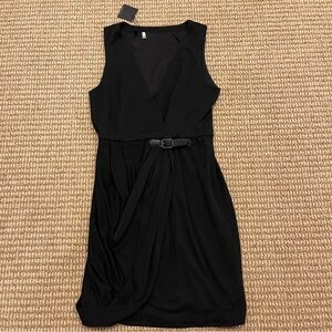 4. Collective Black Sleeveless Cocktail Dress With Leather Closure 6 NWT